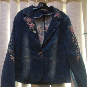 Floral Embroidered Jean/Denim Jacket
